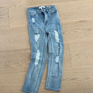 Trendy Distressed Blue Skinny Jeans
